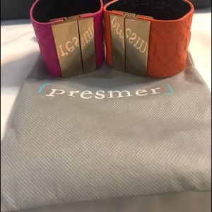 Presmer Snake skin bracelet magenta & Orange clasp